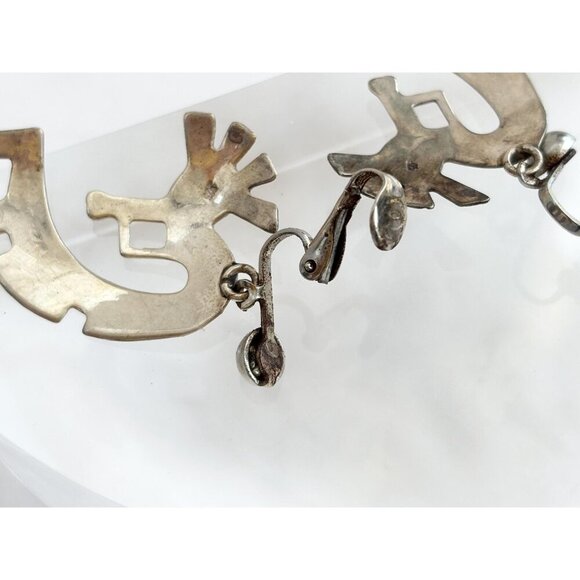 Kokopelli Sleeping Beauty Turquoise Sterling Silver Mexican Vintage Earrings - Picture 8 of 10